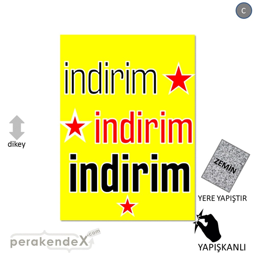 yıldızlı 3x indirim YER ZEMİNE YAPIŞIR -dikdörtgen,tek yön baskı