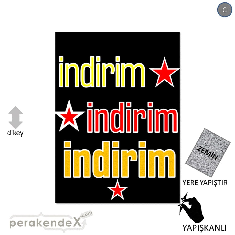 yıldızlı 3x indirim YER ZEMİNE YAPIŞIR -dikdörtgen,tek yön baskı
