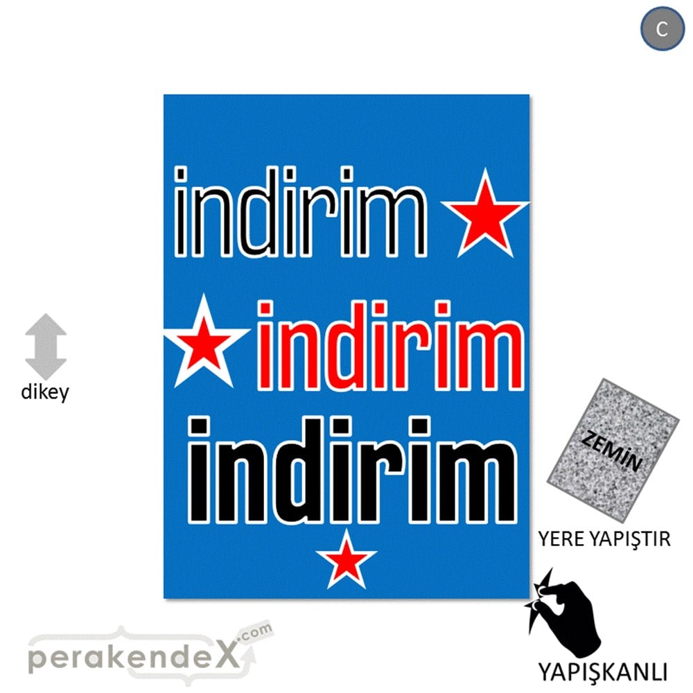 yıldızlı 3x indirim YER ZEMİNE YAPIŞIR -dikdörtgen,tek yön baskı