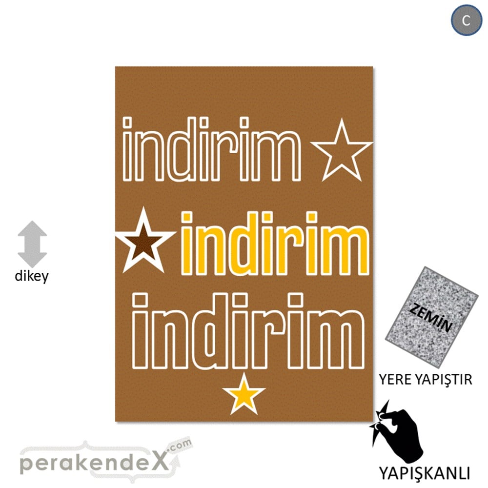 yıldızlı 3x indirim YER ZEMİNE YAPIŞIR -dikdörtgen,tek yön baskı