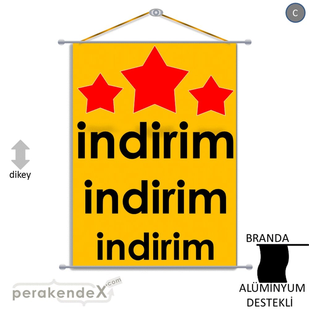 Yıldızlı İndirim BRANDA POSTER,  AFİŞ -dikdörtgen,tek yön baskı