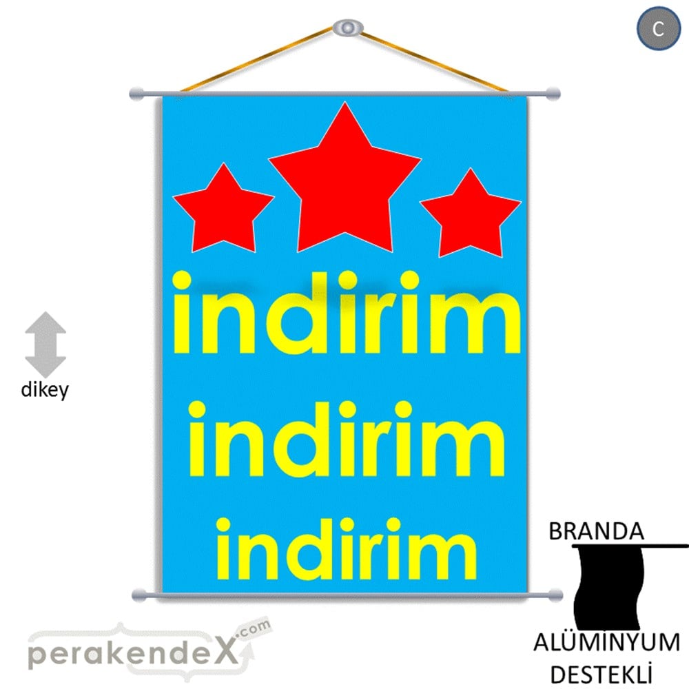 Yıldızlı İndirim BRANDA POSTER,  AFİŞ -dikdörtgen,tek yön baskı