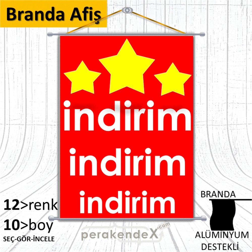 Yıldızlı İndirim BRANDA POSTER,  AFİŞ -dikdörtgen,tek yön baskı