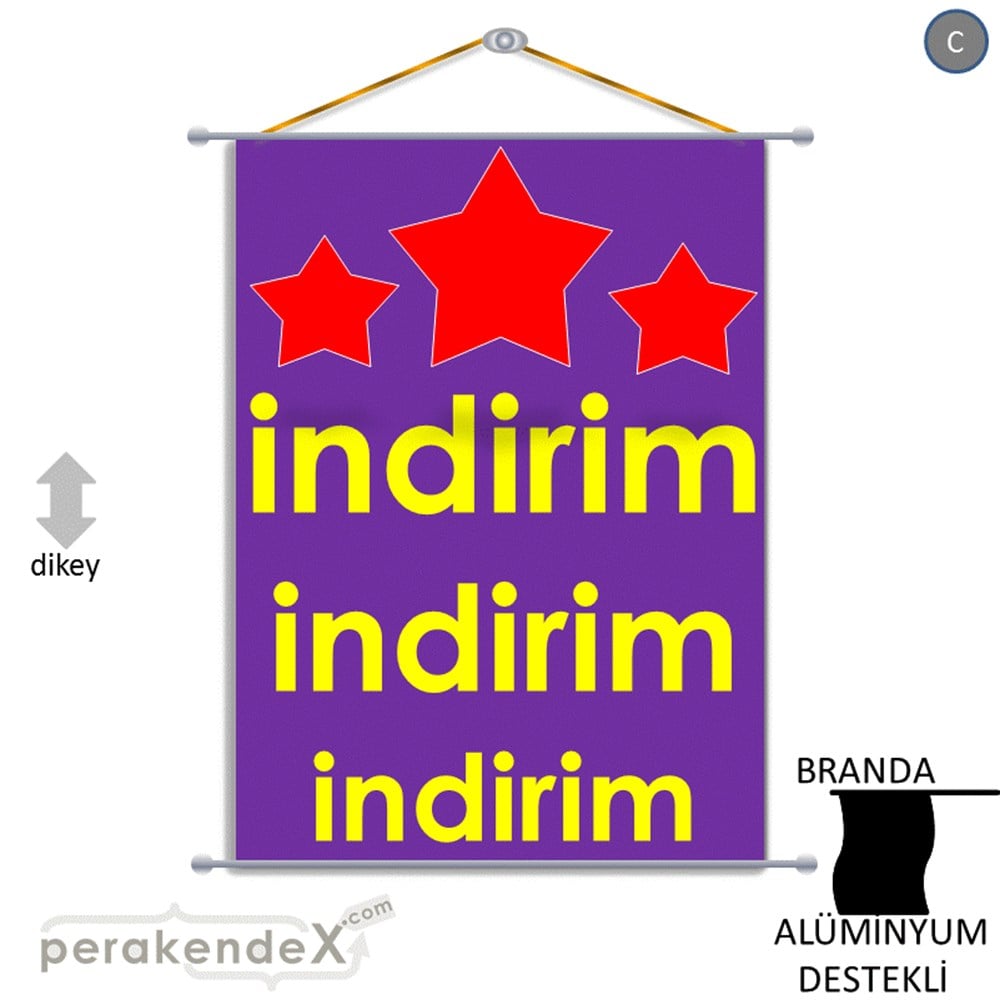 Yıldızlı İndirim BRANDA POSTER,  AFİŞ -dikdörtgen,tek yön baskı