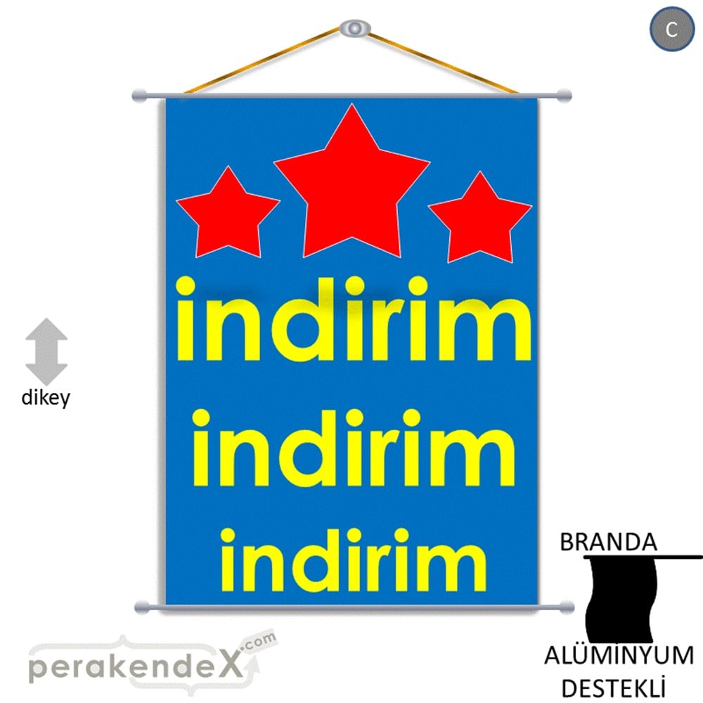 Yıldızlı İndirim BRANDA POSTER,  AFİŞ -dikdörtgen,tek yön baskı