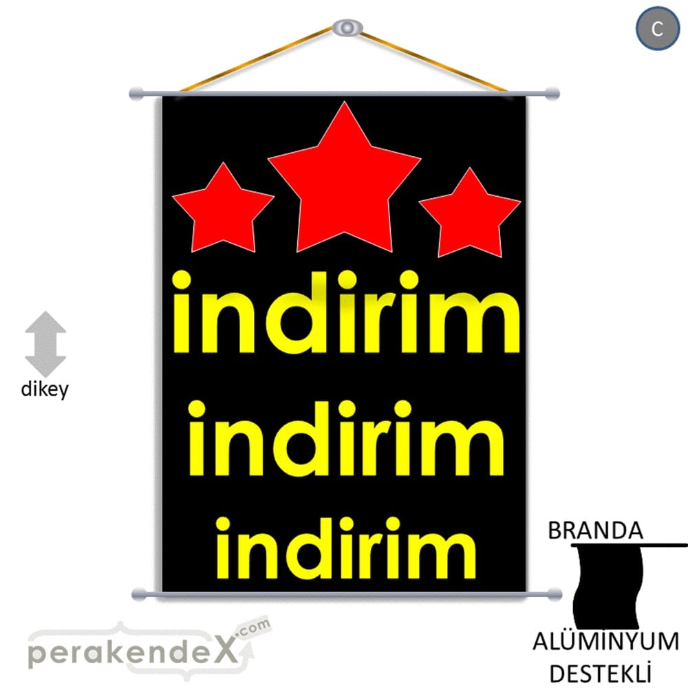Yıldızlı İndirim BRANDA POSTER,  AFİŞ -dikdörtgen,tek yön baskı