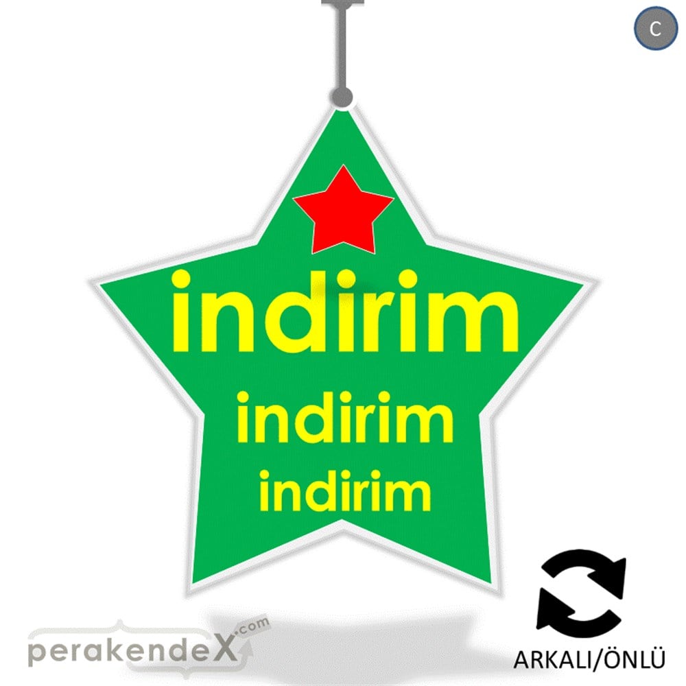 Yıldızlı İndirim DÖNKART -yıldız,çift yön baskı