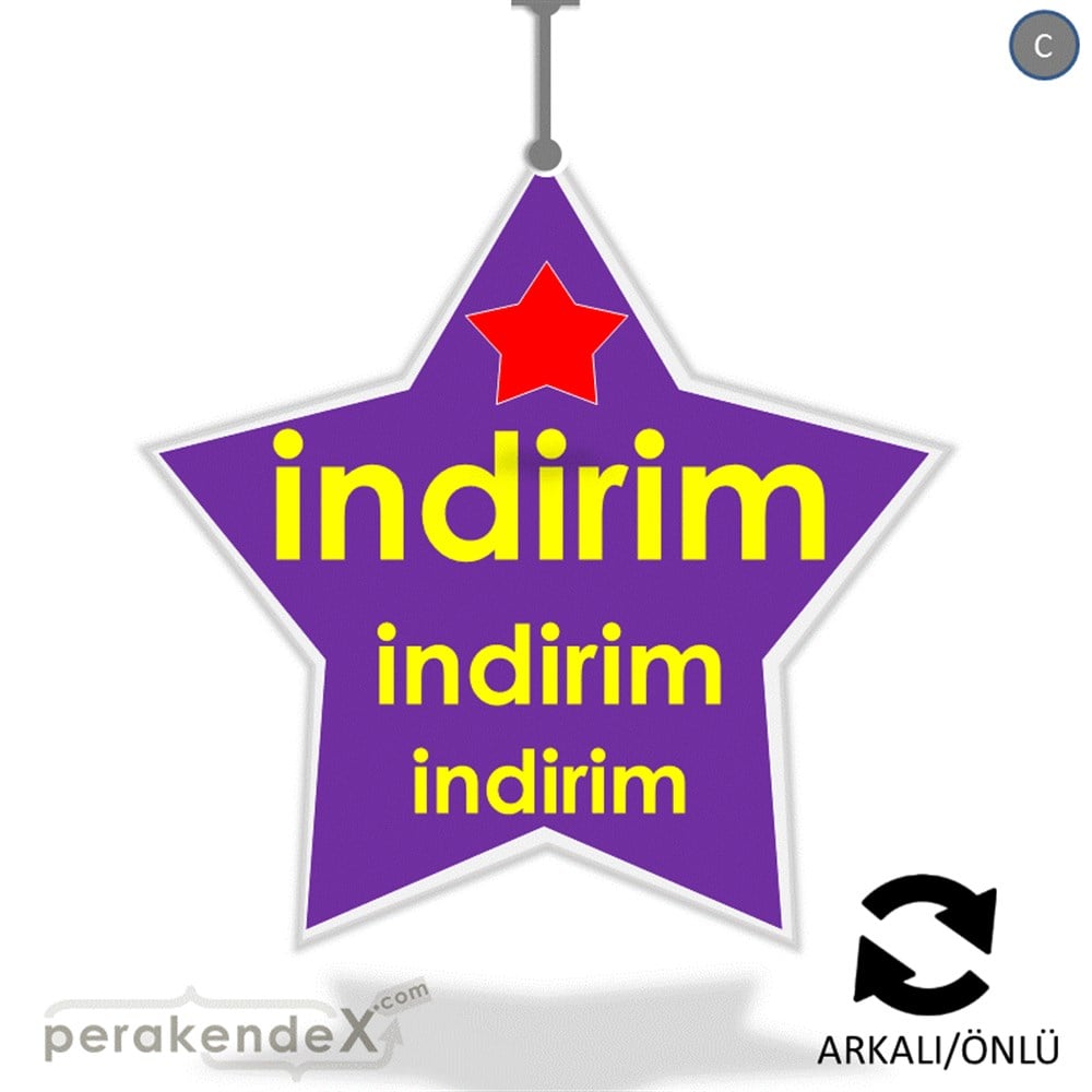 Yıldızlı İndirim DÖNKART -yıldız,çift yön baskı