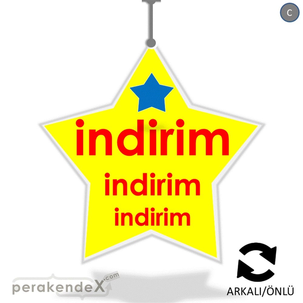 Yıldızlı İndirim DÖNKART -yıldız,çift yön baskı