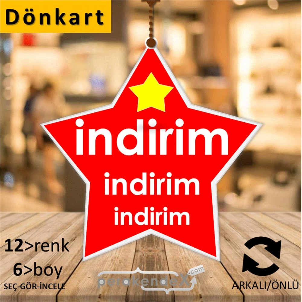 Yıldızlı İndirim DÖNKART -yıldız,çift yön baskı