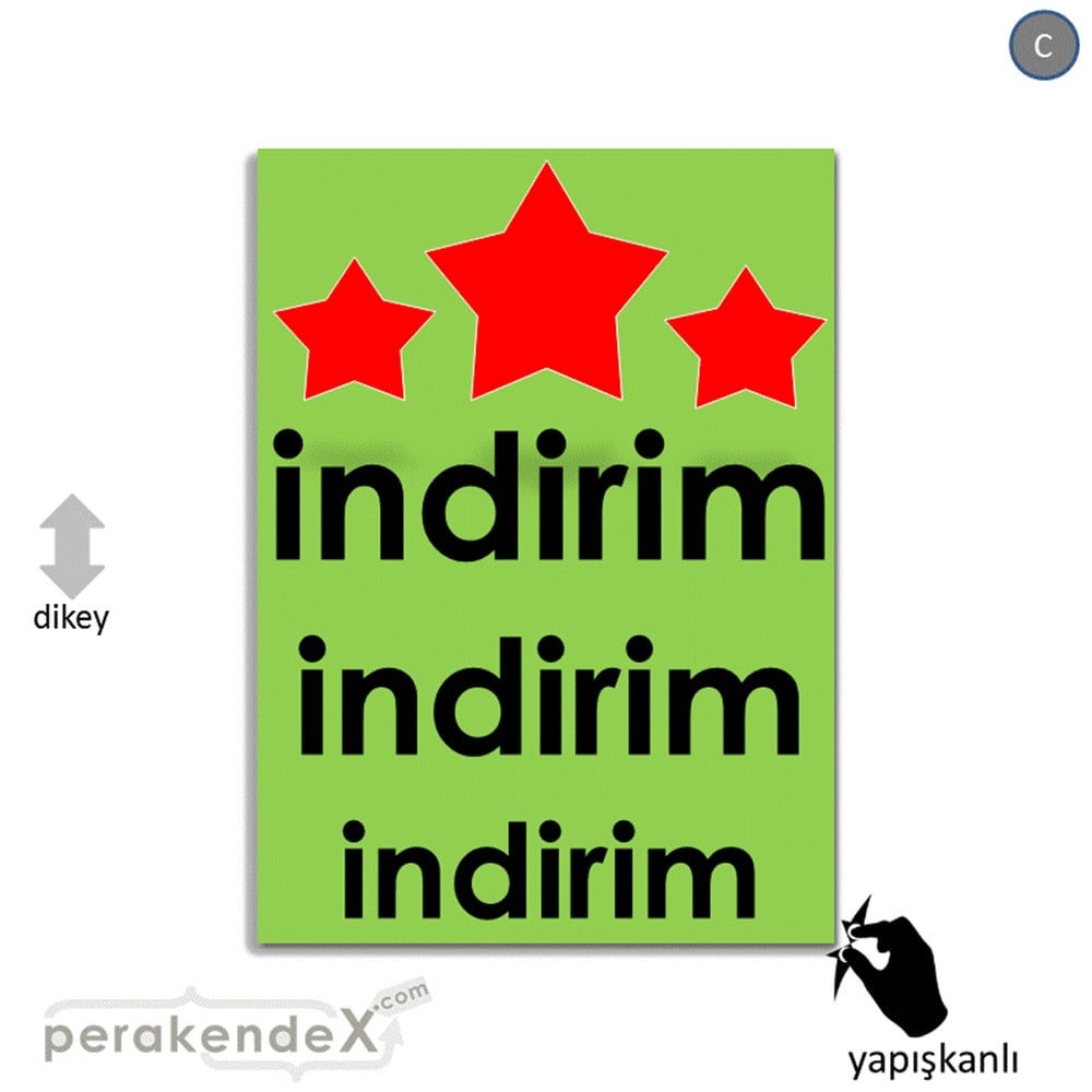 Yıldızlı İndirim VİTRİN - CAM FOLYO,  VİNİL -dikdörtgen,tek yön baskı