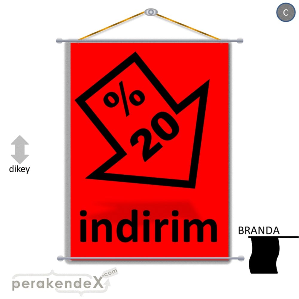 yüzde 20 indirim Oklu BRANDA POSTER,  AFİŞ -dikdörtgen,tek yön baskı