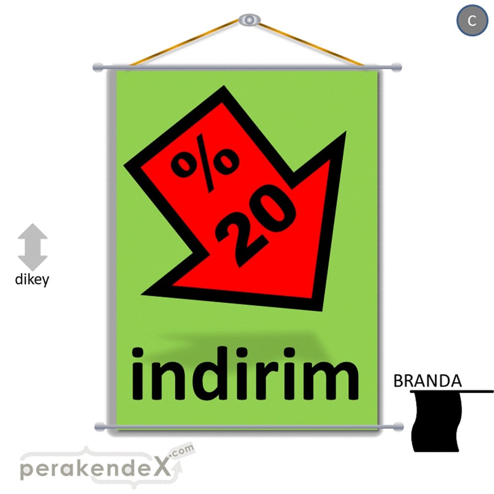 yüzde 20 indirim Oklu BRANDA POSTER,  AFİŞ -dikdörtgen,tek yön baskı