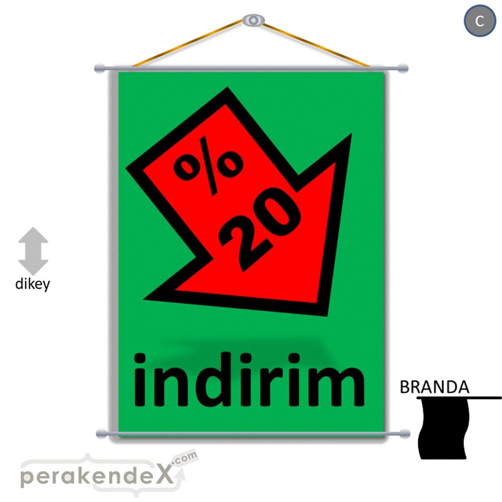 yüzde 20 indirim Oklu BRANDA POSTER,  AFİŞ -dikdörtgen,tek yön baskı