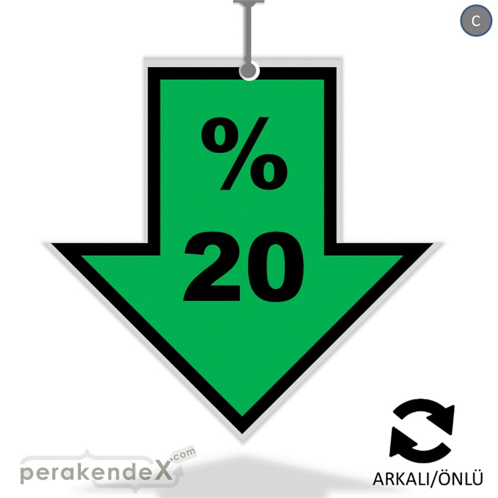 yüzde 20 indirim Oklu DÖNKART -oval,çift yön baskı