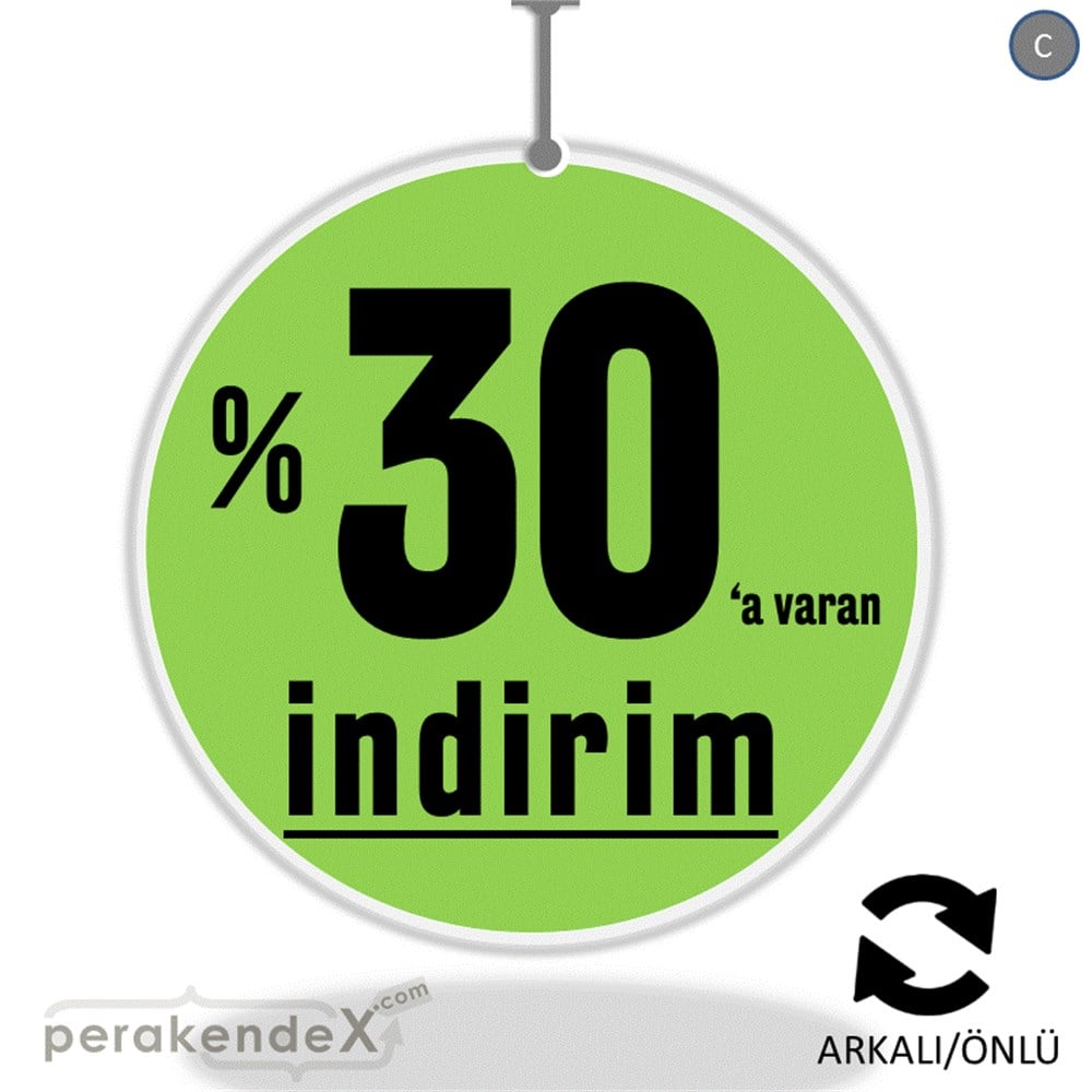 yüzde 30 a varan indirim DÖNKARTI -oval,çift yön baskı