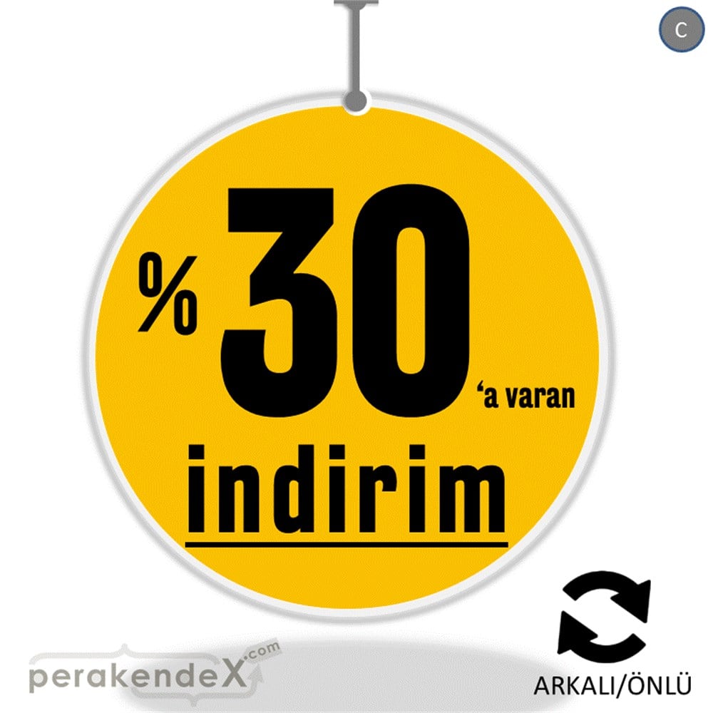 yüzde 30 a varan indirim DÖNKARTI -oval,çift yön baskı