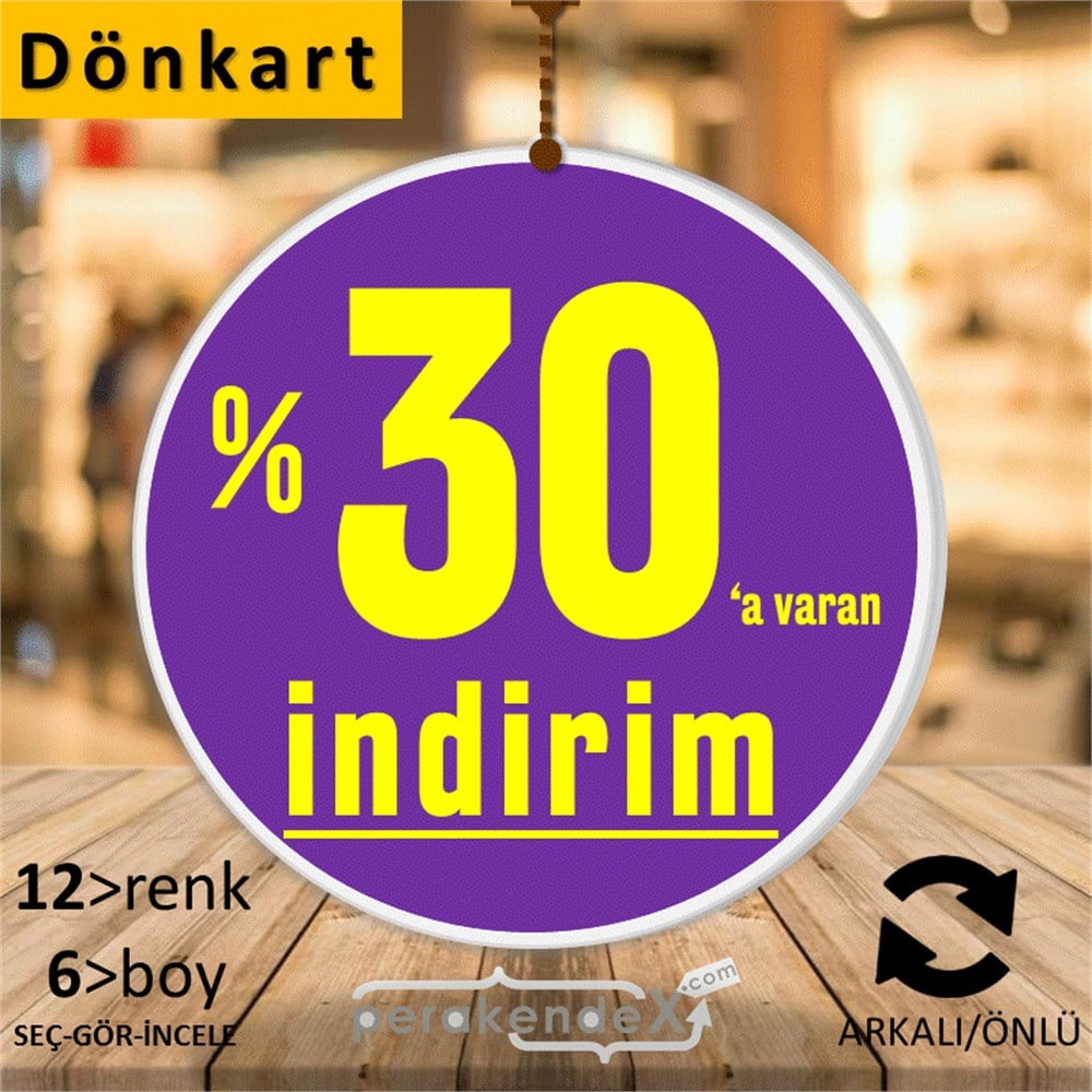 yüzde 30 a varan indirim DÖNKARTI -oval,çift yön baskı