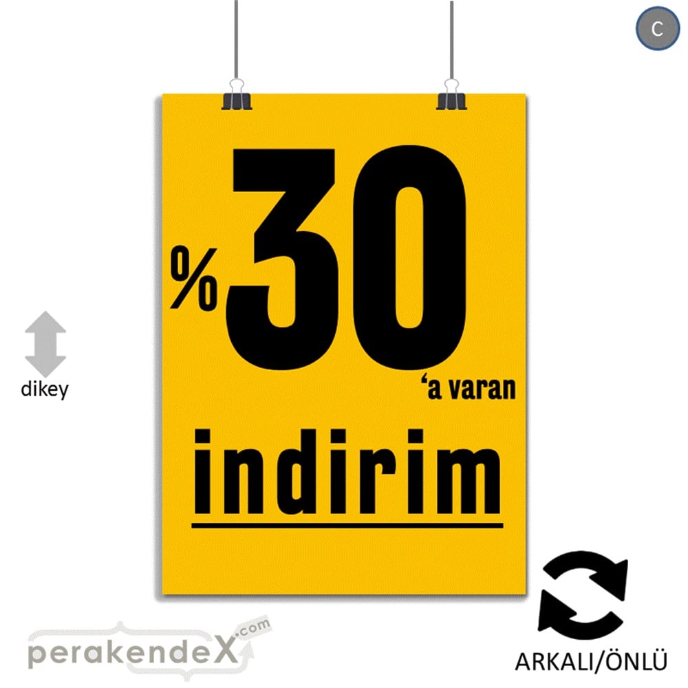yüzde 30 a varan indirim POSTERİ -dikdörtgen,çift yön baskı