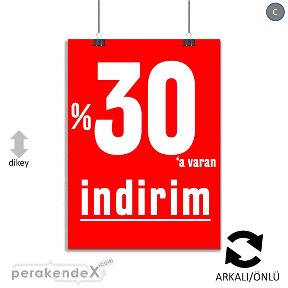 yüzde 30 a varan indirim POSTERİ -dikdörtgen,çift yön baskı
