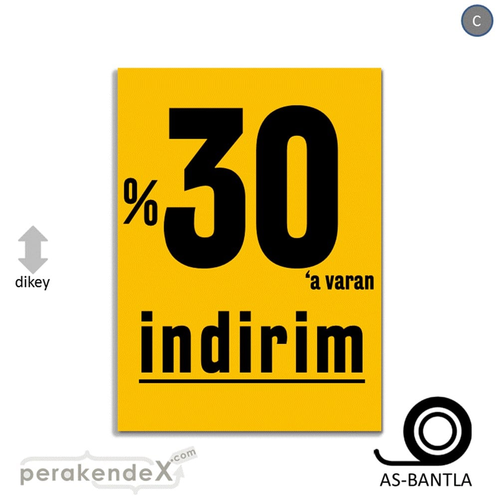 yüzde 30 a varan indirim POSTERİ -dikdörtgen,tek yön baskı