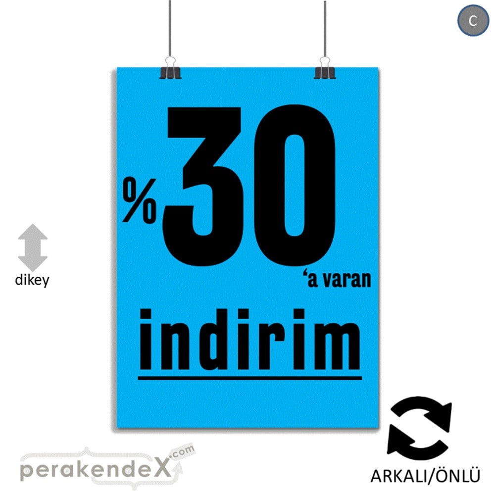 yüzde 30 a varan indirim POSTERİ -dikdörtgen,çift yön baskı