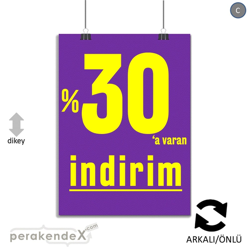 yüzde 30 a varan indirim POSTERİ -dikdörtgen,çift yön baskı