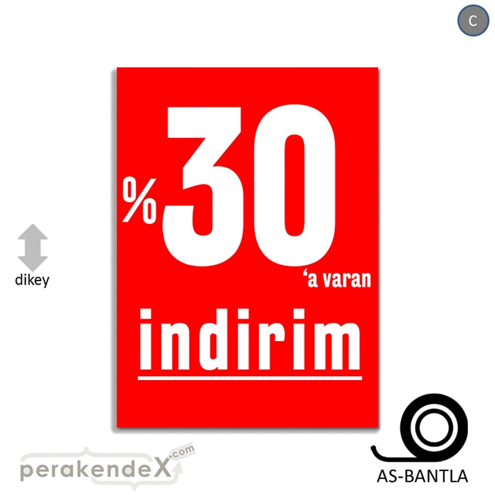 yüzde 30 a varan indirim POSTERİ -dikdörtgen,tek yön baskı