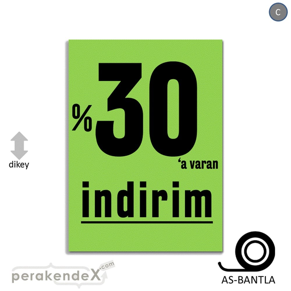 yüzde 30 a varan indirim POSTERİ -dikdörtgen,tek yön baskı