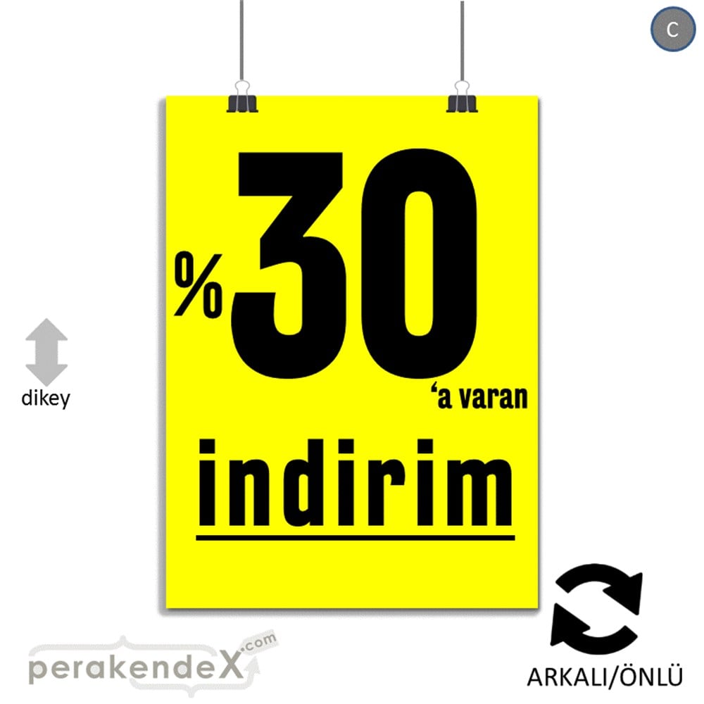 yüzde 30 a varan indirim POSTERİ -dikdörtgen,çift yön baskı