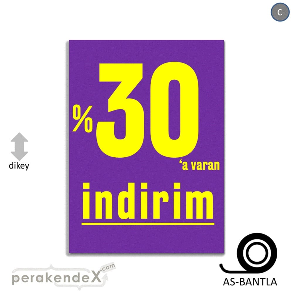 yüzde 30 a varan indirim POSTERİ -dikdörtgen,tek yön baskı