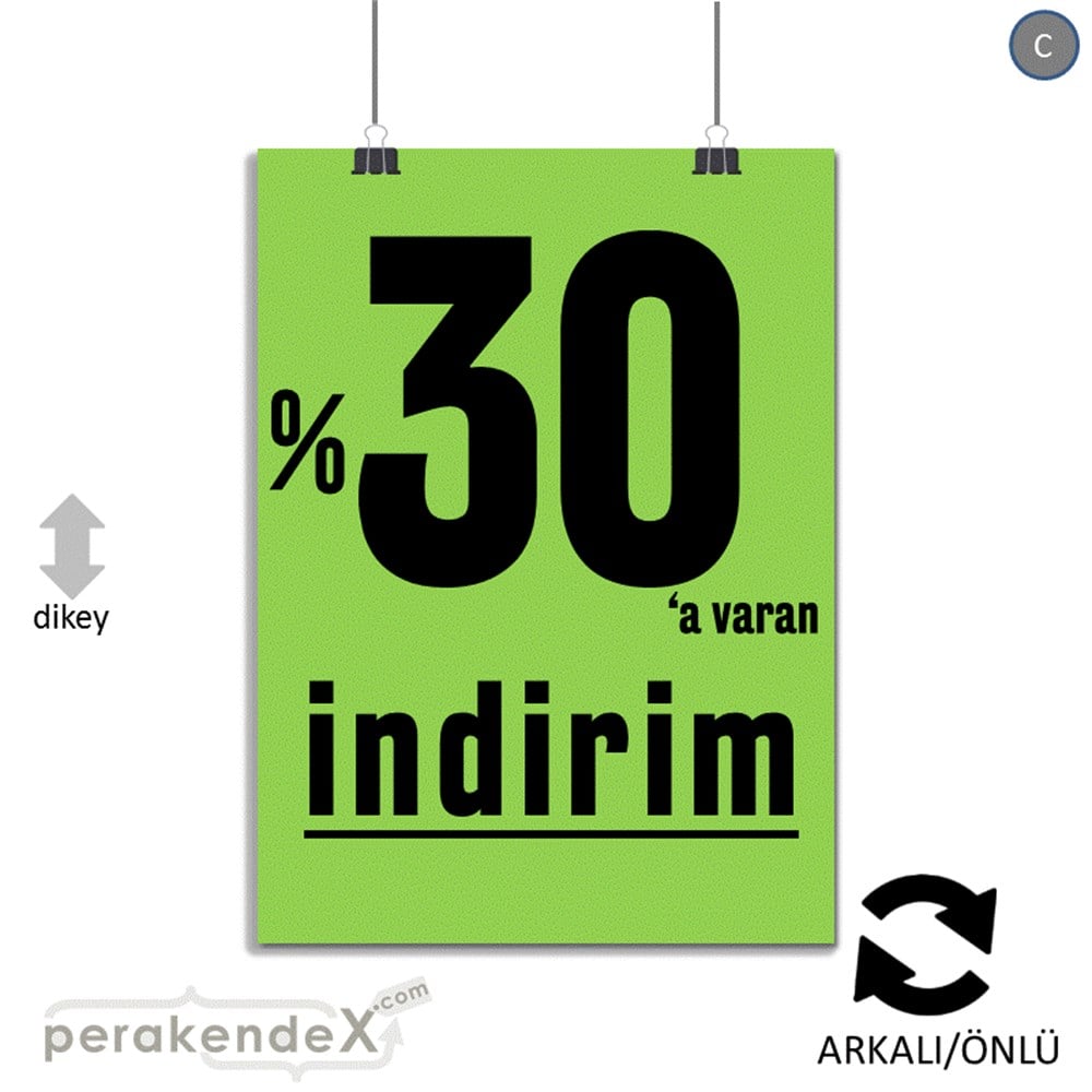 yüzde 30 a varan indirim POSTERİ -dikdörtgen,çift yön baskı