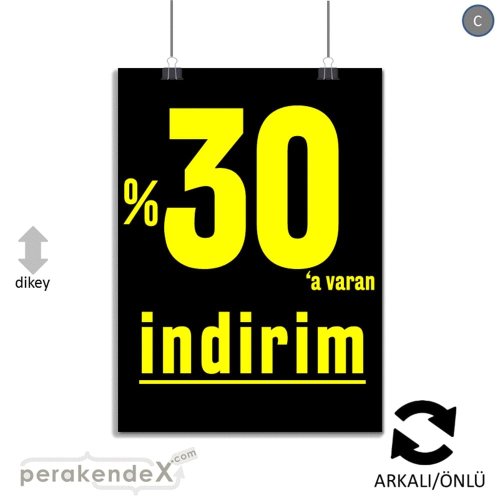 yüzde 30 a varan indirim POSTERİ -dikdörtgen,çift yön baskı