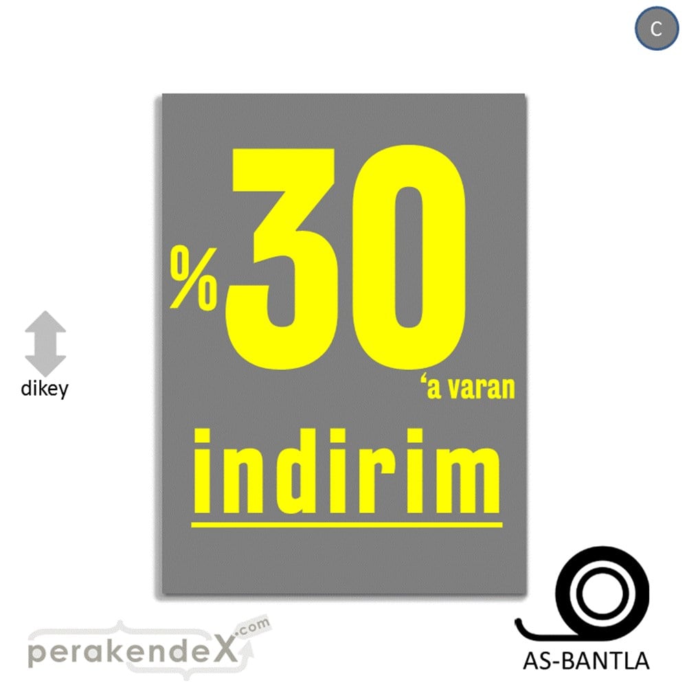 yüzde 30 a varan indirim POSTERİ -dikdörtgen,tek yön baskı