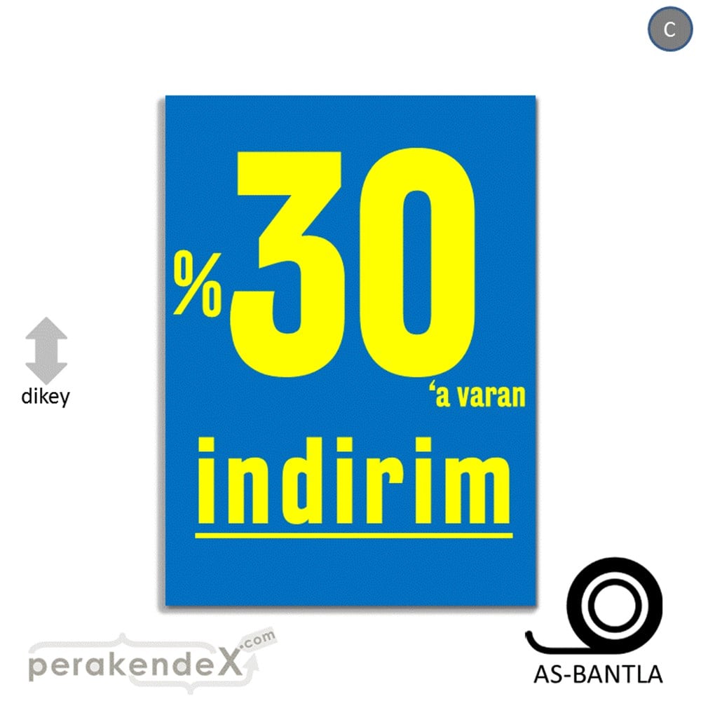 yüzde 30 a varan indirim POSTERİ -dikdörtgen,tek yön baskı