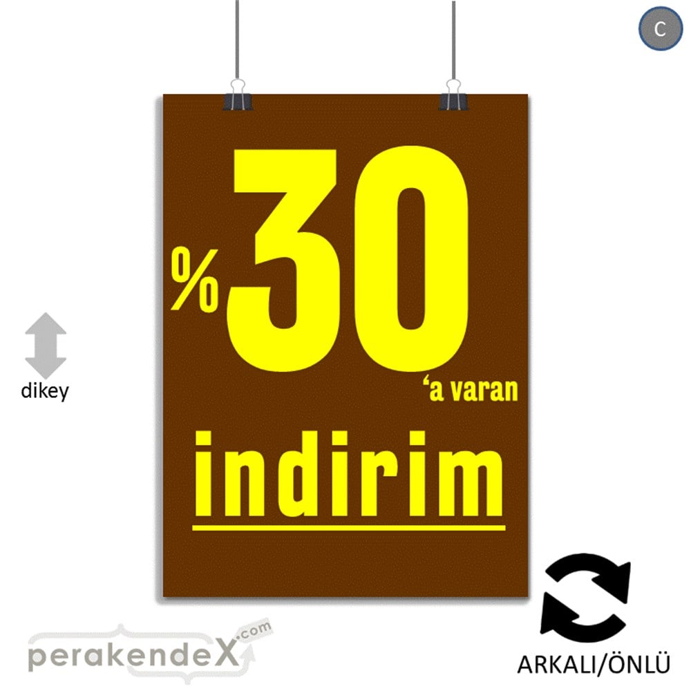 yüzde 30 a varan indirim POSTERİ -dikdörtgen,çift yön baskı