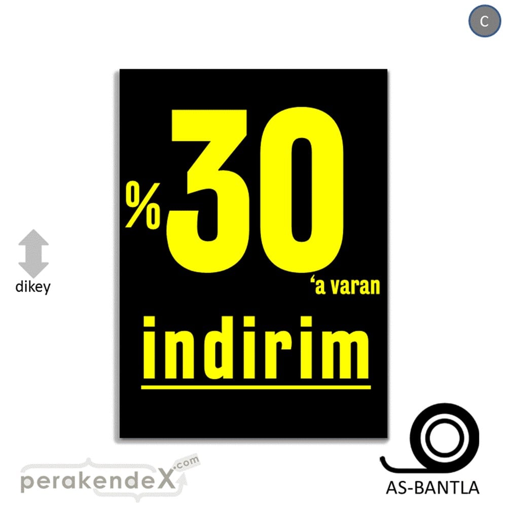 yüzde 30 a varan indirim POSTERİ -dikdörtgen,tek yön baskı