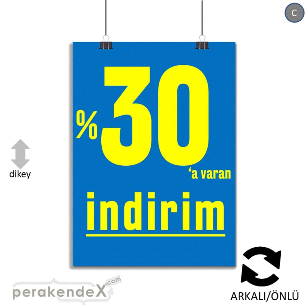 yüzde 30 a varan indirim POSTERİ -dikdörtgen,çift yön baskı