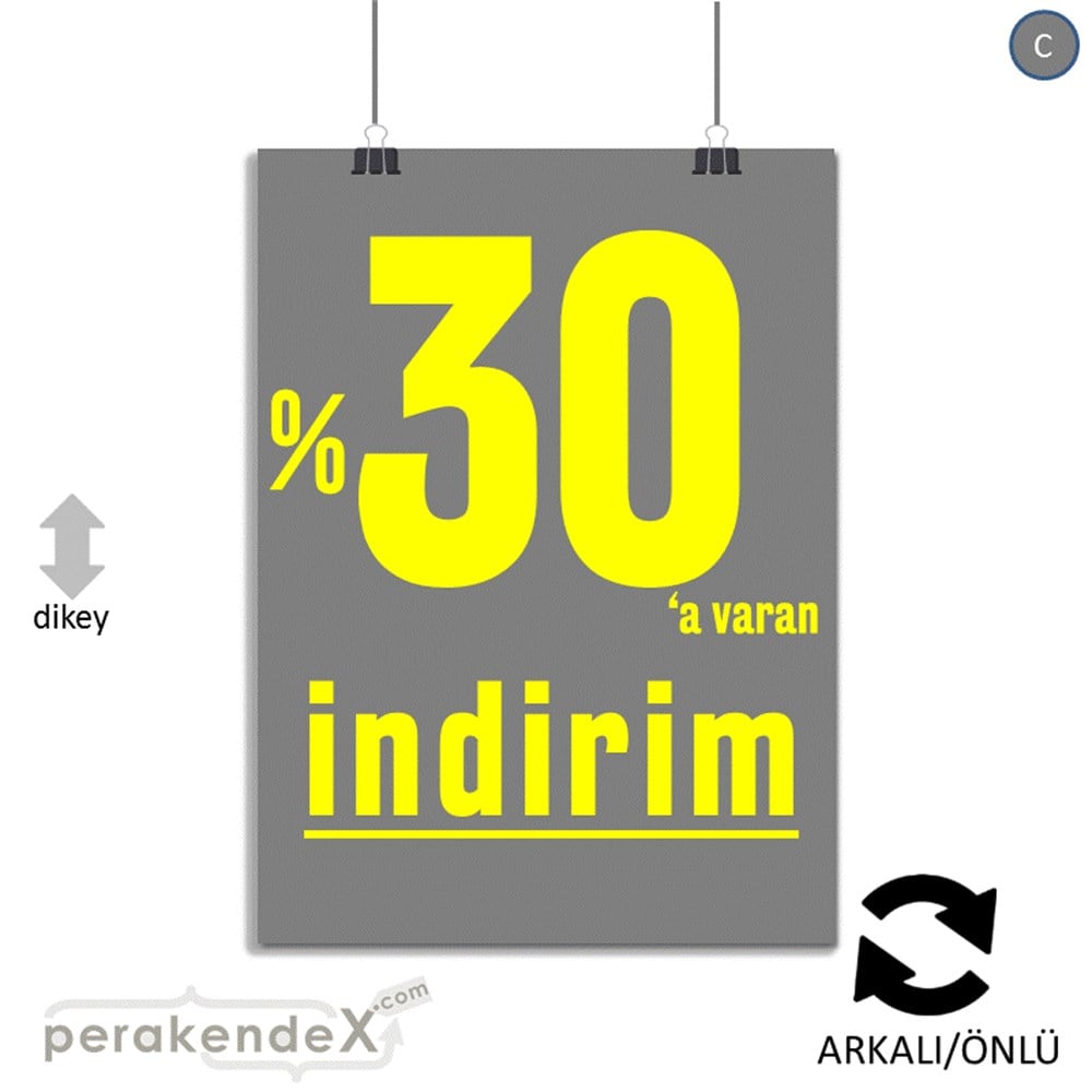 yüzde 30 a varan indirim POSTERİ -dikdörtgen,çift yön baskı