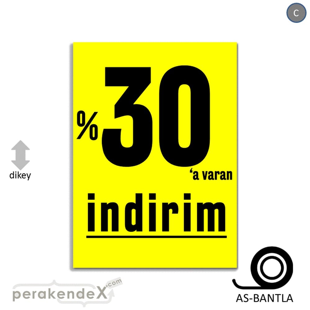 yüzde 30 a varan indirim POSTERİ -dikdörtgen,tek yön baskı