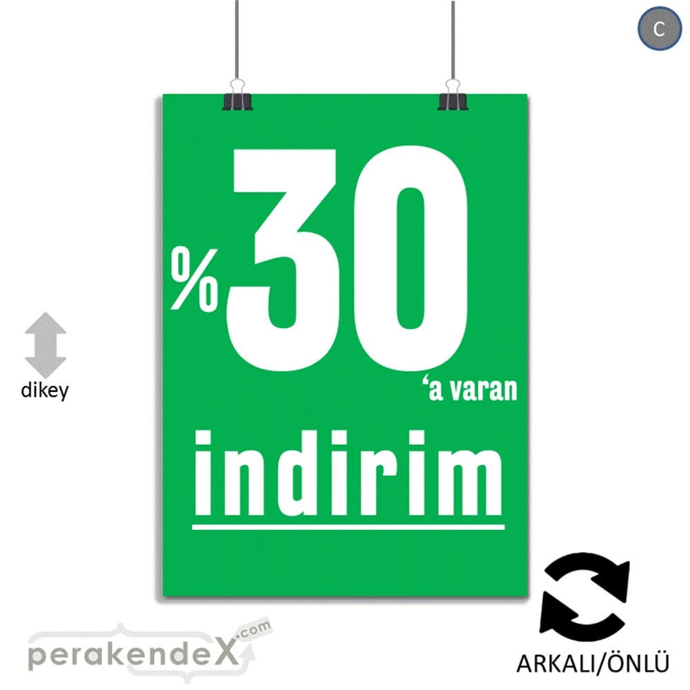 yüzde 30 a varan indirim POSTERİ -dikdörtgen,çift yön baskı