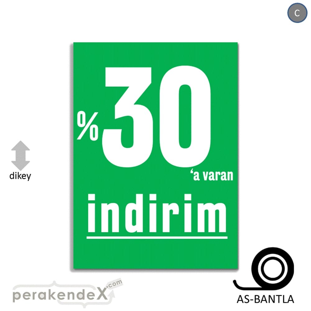 yüzde 30 a varan indirim POSTERİ -dikdörtgen,tek yön baskı