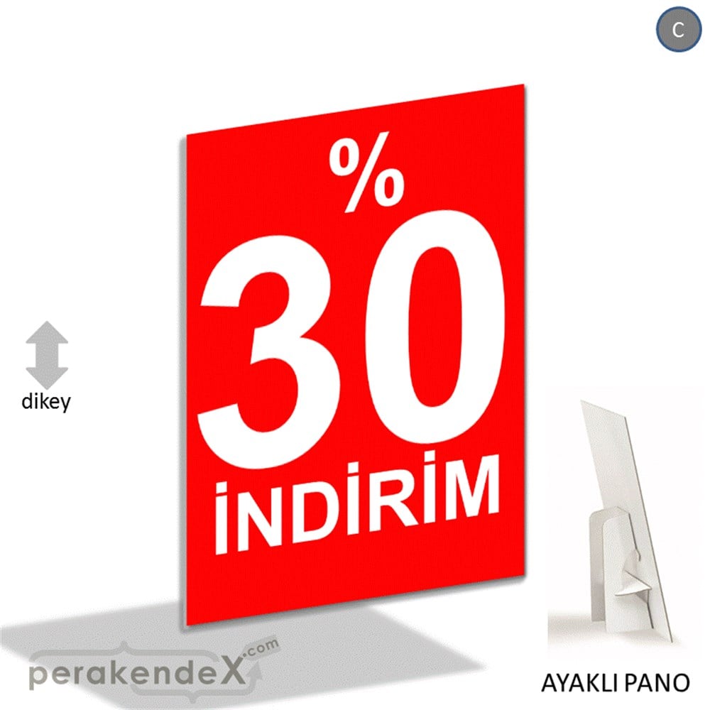 yüzde 30 indirim AYAKLI REKLAM PANOSU -dikdörtgen,tek yön baskı