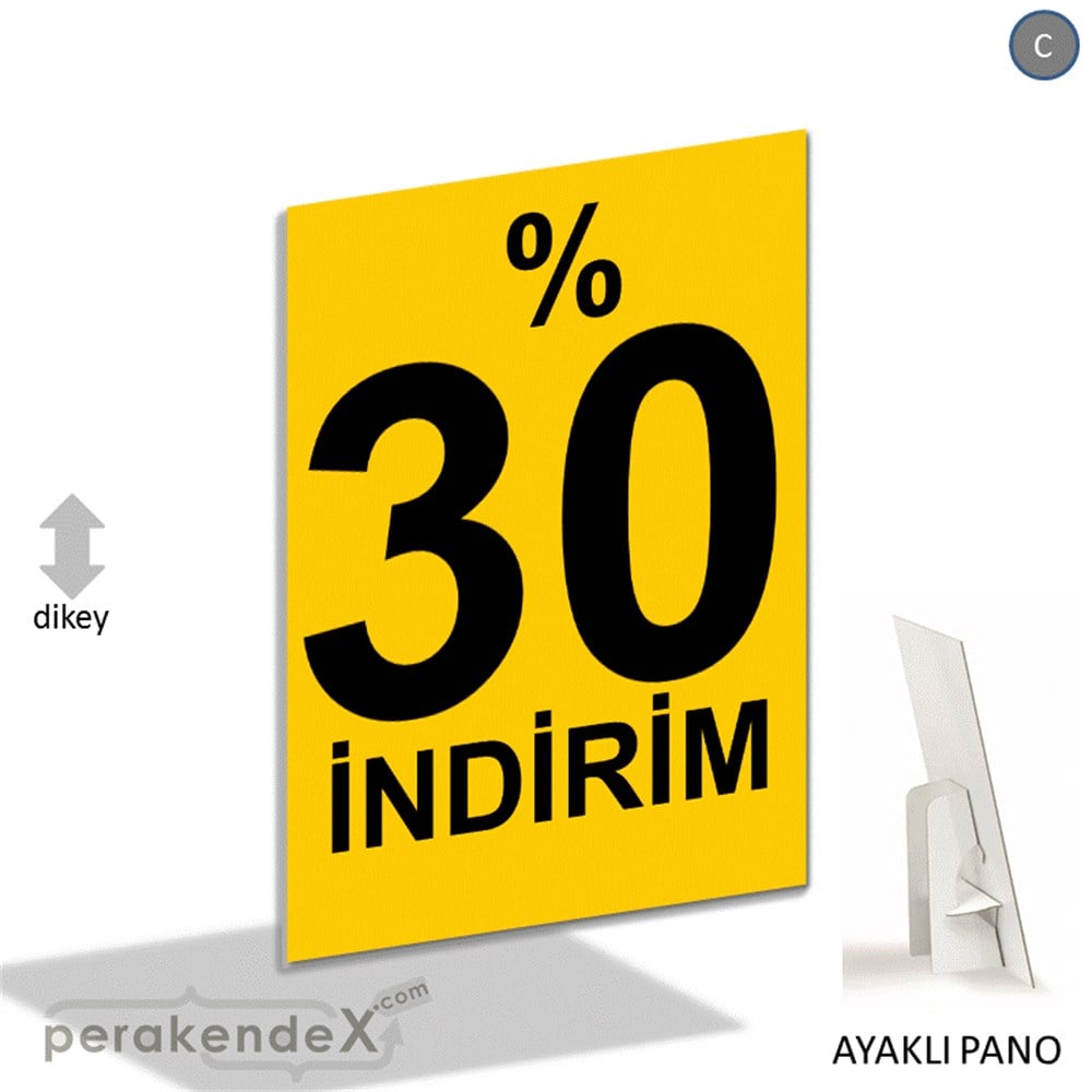 yüzde 30 indirim AYAKLI REKLAM PANOSU -dikdörtgen,tek yön baskı