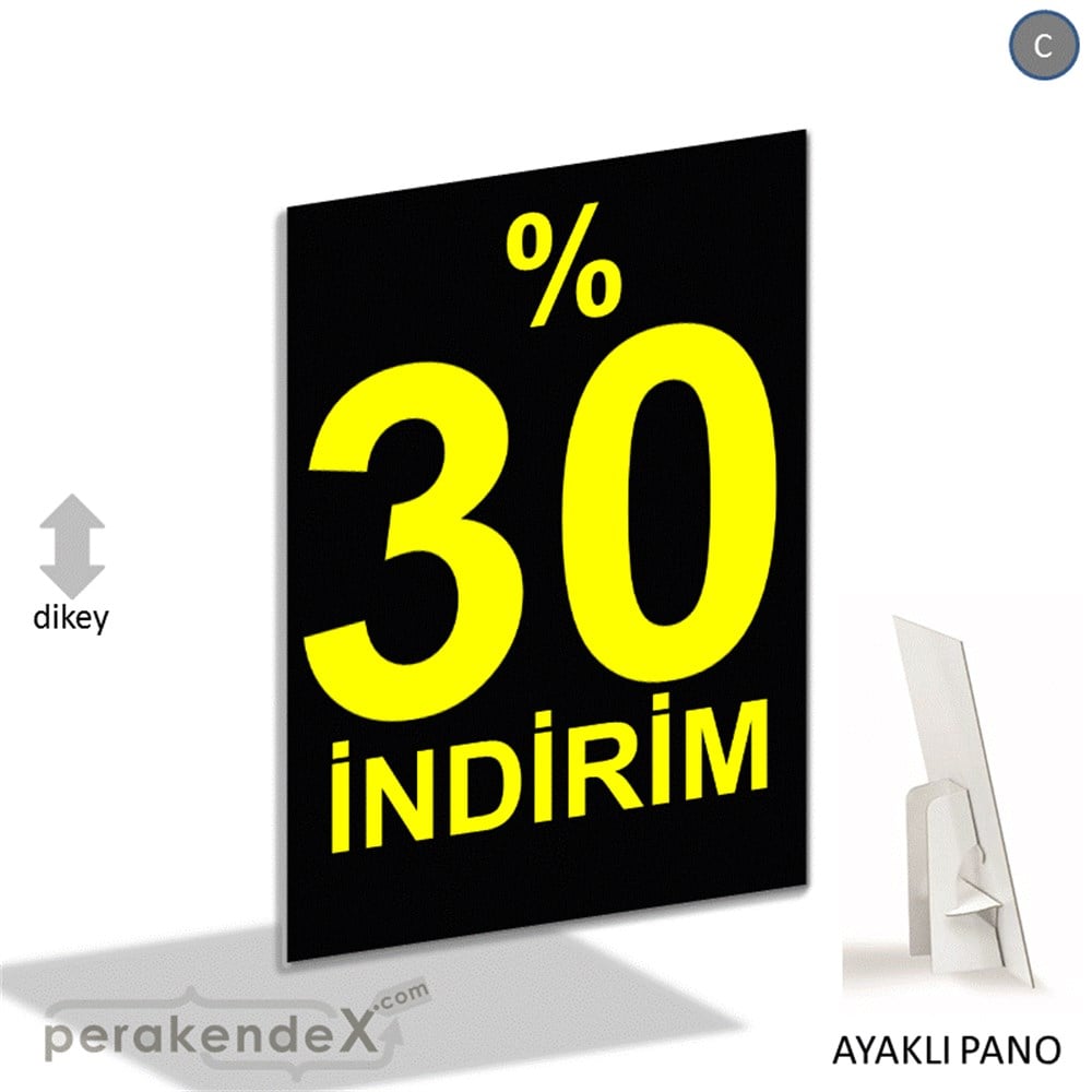 yüzde 30 indirim AYAKLI REKLAM PANOSU -dikdörtgen,tek yön baskı