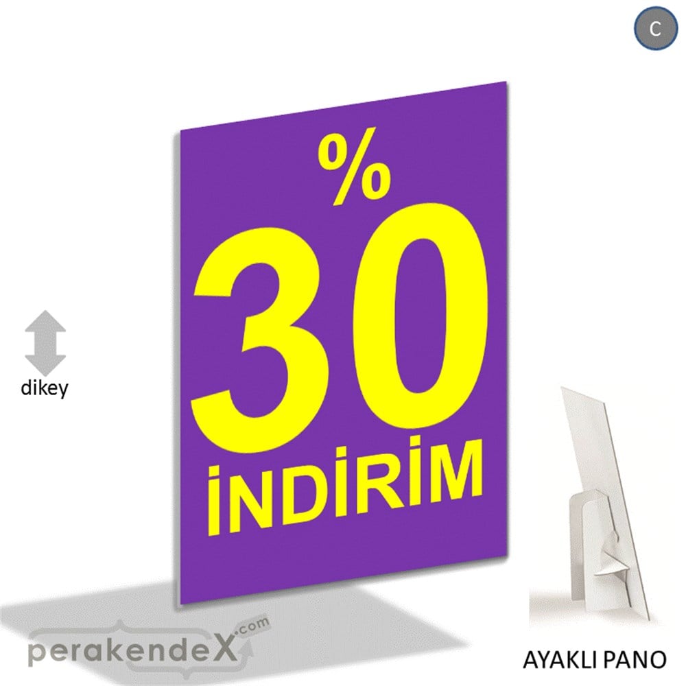 yüzde 30 indirim AYAKLI REKLAM PANOSU -dikdörtgen,tek yön baskı