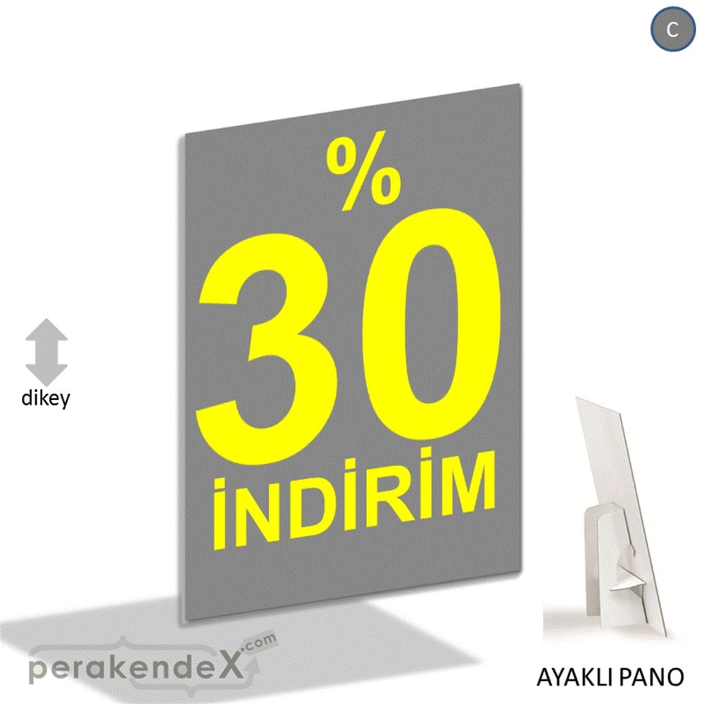 yüzde 30 indirim AYAKLI REKLAM PANOSU -dikdörtgen,tek yön baskı