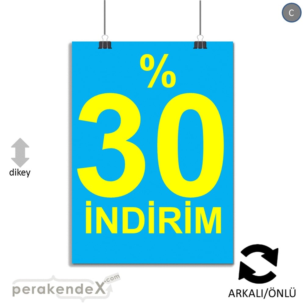 yüzde 30 indirim POSTERİ -dikdörtgen,çift yön baskı