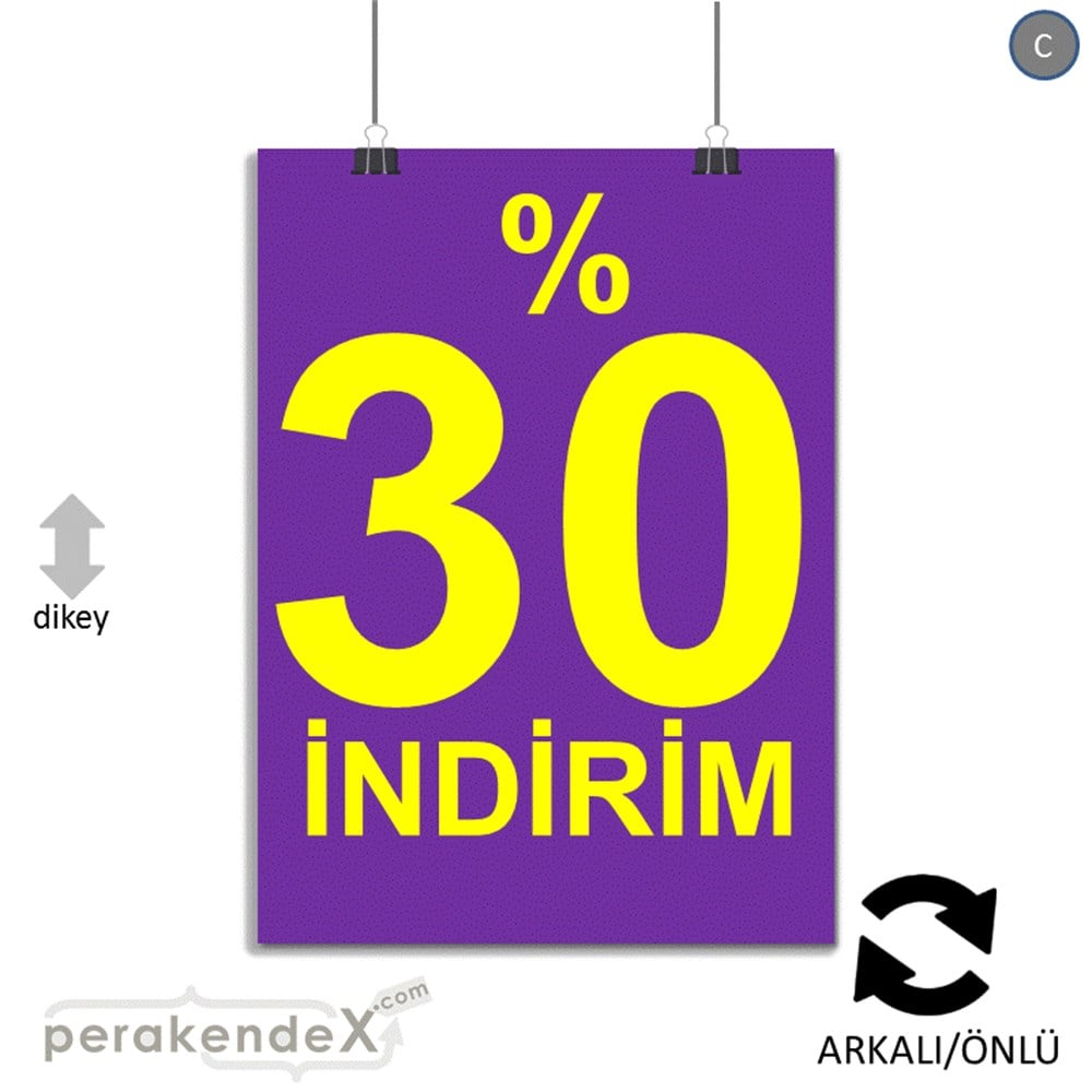 yüzde 30 indirim POSTERİ -dikdörtgen,çift yön baskı