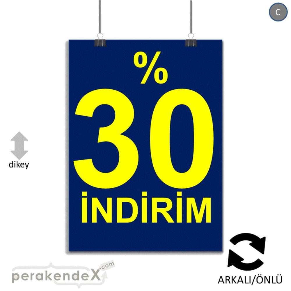 yüzde 30 indirim POSTERİ -dikdörtgen,çift yön baskı